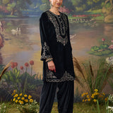 Tavira Black Embroidered Velvet Co-ord Set