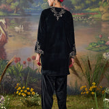 Tavira Black Embroidered Velvet Co-ord Set