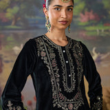 Tavira Black Embroidered Velvet Co-ord Set