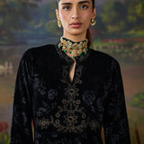 Eve Black Embossed Velvet Dress