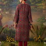 Mahika Maroon Traditional Printed Viscose Staight Suit Set with Dupatta