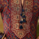 Mahika Maroon Traditional Printed Viscose Staight Suit Set with Dupatta