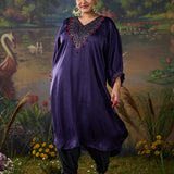 Rangrez Violet Satin Zari Embroidered Kaftan