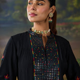 Reet Black Mirrorwork Tunic