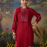 Reet Red Mirrorwork Tunic