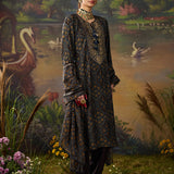 Mahika Ink Blue Traditional Printed Viscose Staight Suit Set with Dupatta