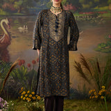 Mahika Ink Blue Traditional Printed Viscose Staight Suit Set with Dupatta