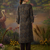 Mahika Ink Blue Traditional Printed Viscose Staight Suit Set with Dupatta