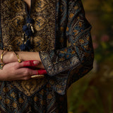 Mahika Ink Blue Traditional Printed Viscose Staight Suit Set with Dupatta