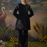 Tisya Black Embroidered Velvet Co-ord Set