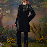 Tisya Black Embroidered Velvet Co-ord Set