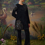 Tisya Black Embroidered Velvet Co-ord Set