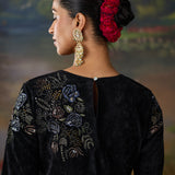 Tisya Black Embroidered Velvet Co-ord Set