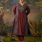 Vedika Rust Traditional Printed Viscose Co-ord Set
