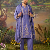 Nisha Lavennder Zari Emroidered Chanderi Straight Suit Set with Dupatta
