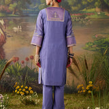 Nisha Lavennder Zari Emroidered Chanderi Straight Suit Set with Dupatta