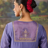 Nisha Lavennder Zari Emroidered Chanderi Straight Suit Set with Dupatta