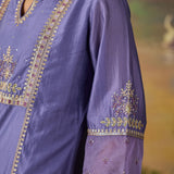 Nisha Lavennder Zari Emroidered Chanderi Straight Suit Set with Dupatta