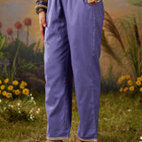 Nisha Lavennder Zari Emroidered Chanderi Straight Suit Set with Dupatta