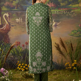 Smriti Olive Printed Organza Embellished Straight Suit Set with Dupatta