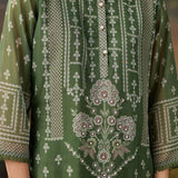 Smriti Olive Printed Organza Embellished Straight Suit Set with Dupatta