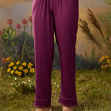 Smriti Purple  Printed Organza Embellished Straight Suit Set with Dupatta