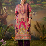 Chitra Deep Purple Heritage Printed Shantoon Co-ord Set with Salwar