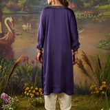 Rangrez Violet Satin Zari Embroidered Kaftan