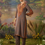 Naqsh Brown Printed Shantoon Embellished Straight Kurta Set
