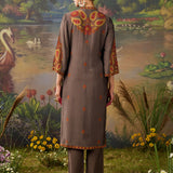 Naqsh Brown Printed Shantoon Embellished Straight Kurta Set