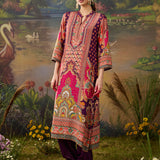 Chitra Deep Purple Heritage Printed Shantoon Co-ord Set with Salwar