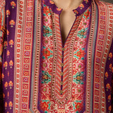 Chitra Deep Purple Heritage Printed Shantoon Co-ord Set with Salwar