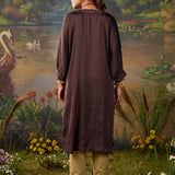 Rangrez Chocolate Brown Satin Zari Embroidered Kaftan