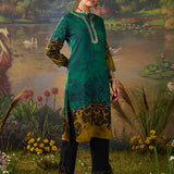 Aranya Teal Abstract Printed Vicose Straight Kurta