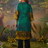 Aranya Teal Abstract Printed Vicose Straight Kurta