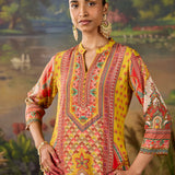 Chitra Yellow Heritage Printed Shantoon Co-ord Set with Salwar