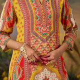 Chitra Yellow Heritage Printed Shantoon Co-ord Set with Salwar