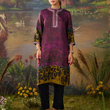 Aranya Purple Abstract Printed Vicose Straight Kurta