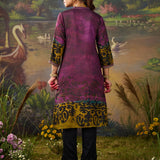 Aranya Purple Abstract Printed Vicose Straight Kurta