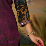 Aranya Purple Abstract Printed Vicose Straight Kurta