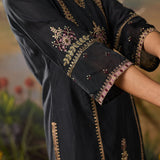 Nisha Classic Black Zari Emroidered Chanderi Straight Suit Set with Dupatta