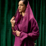 Mahsira Purple Embroidered Tencel Modal Suit Set with Dupatta