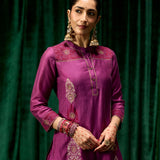 Mahsira Purple Embroidered Tencel Modal Suit Set with Dupatta