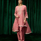 Fayra Pink Georgette Embroidered Suit Set with Dupatta