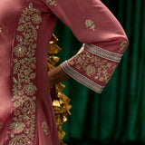 Fayra Pink Georgette Embroidered Suit Set with Dupatta