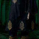 Mahsira Navy Embroidered Tencel Modal Suit Set with Dupatta