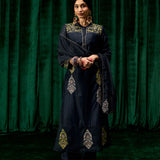 Mahsira Navy Embroidered Tencel Modal Suit Set with Dupatta