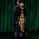 Mahsira Navy Embroidered Tencel Modal Suit Set with Dupatta