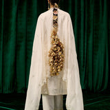 Svara Ivory Self Embroidered A-line Suit Set with Dupatta