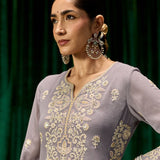 Fayra Lavender Georgette Embroidered Suit Set with Dupatta